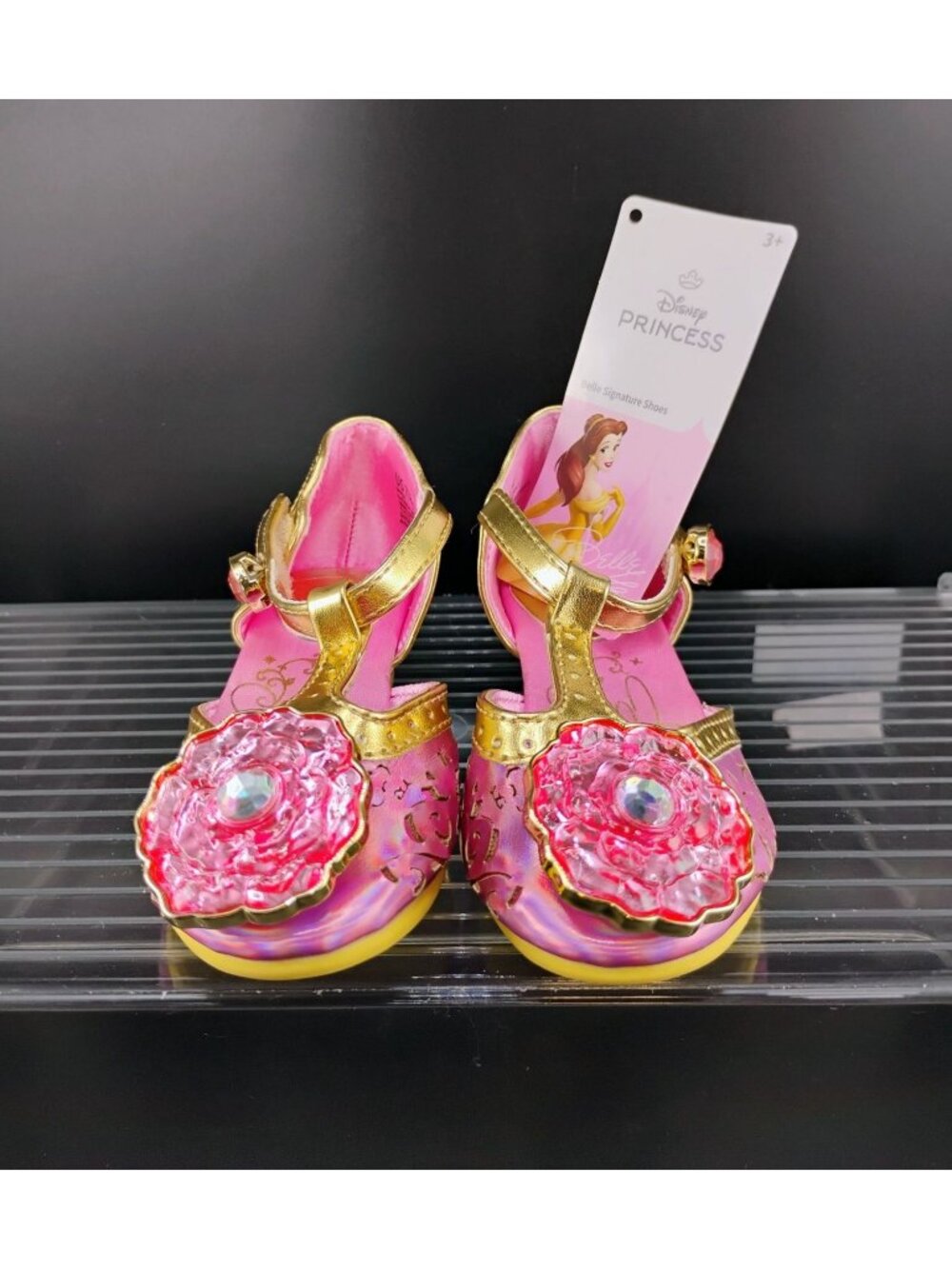 Disney Princess Belle Signature Shoes Gold & Pink Dress-Up Size 3+